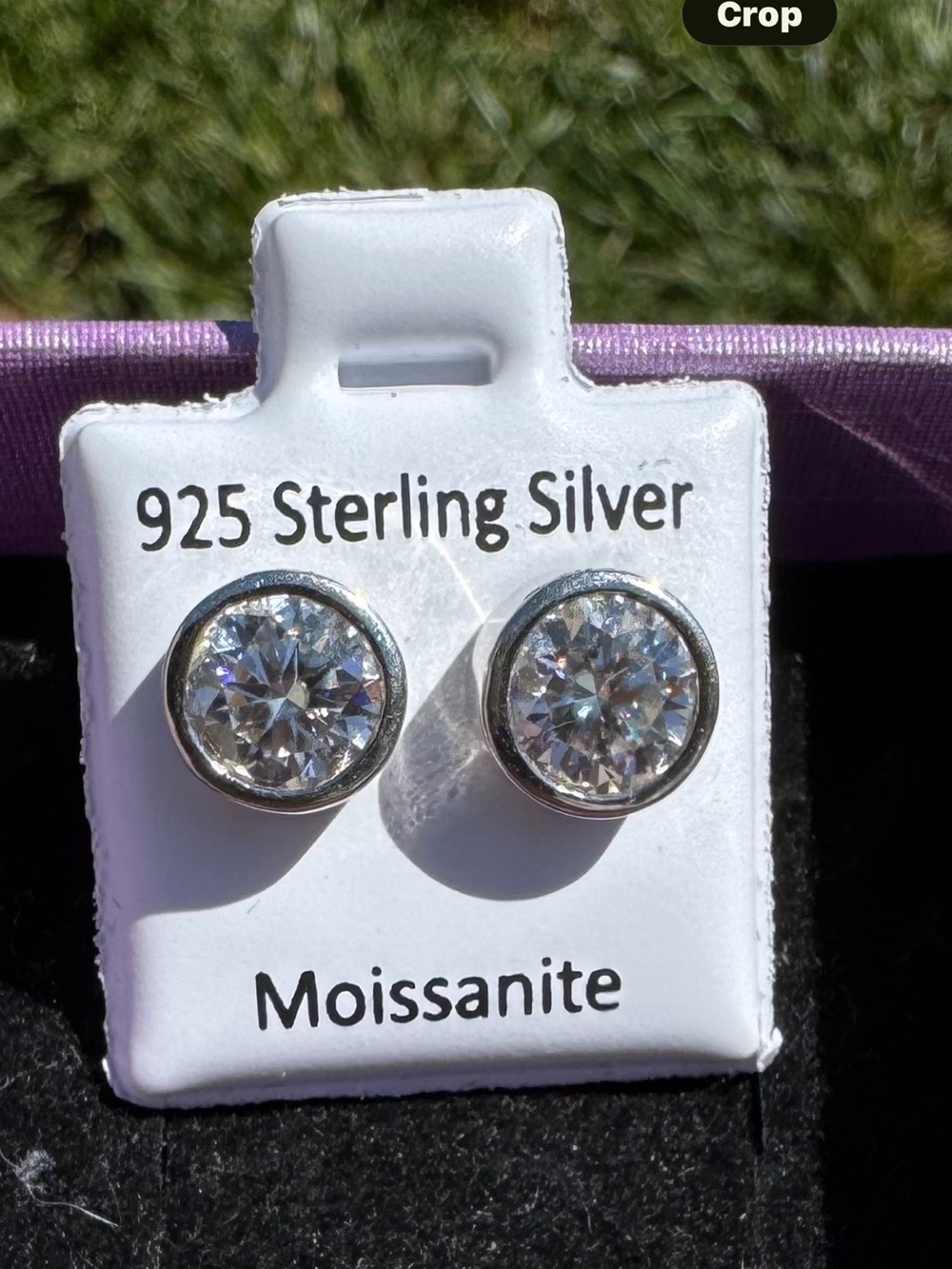 Moissanite 925 Sterling Silver Bezel Stud Earrings - Picture 2 of 13